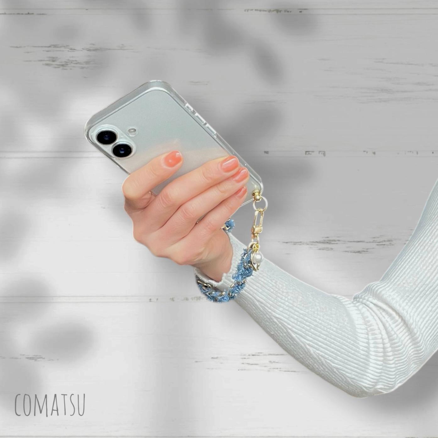 Denimチェーン ハンドストラップ付きスマホケース 落下防止スマホストラップ スマホカバー | 8枚目